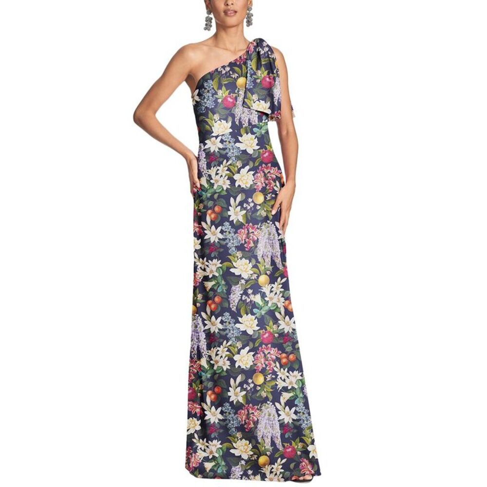 Sachin + Babi Navy Floral One-Shoulder Maxi Dress